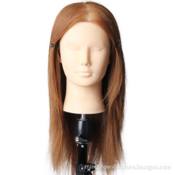 New training head with blonde hair doll professional hairdressing head mannequin without makeup face gold hair manican head